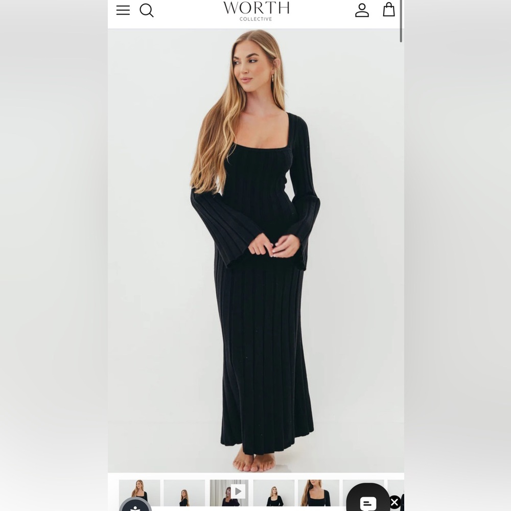 Worth Collective Rowan Square Neck Maxi Dress in Black *NWT